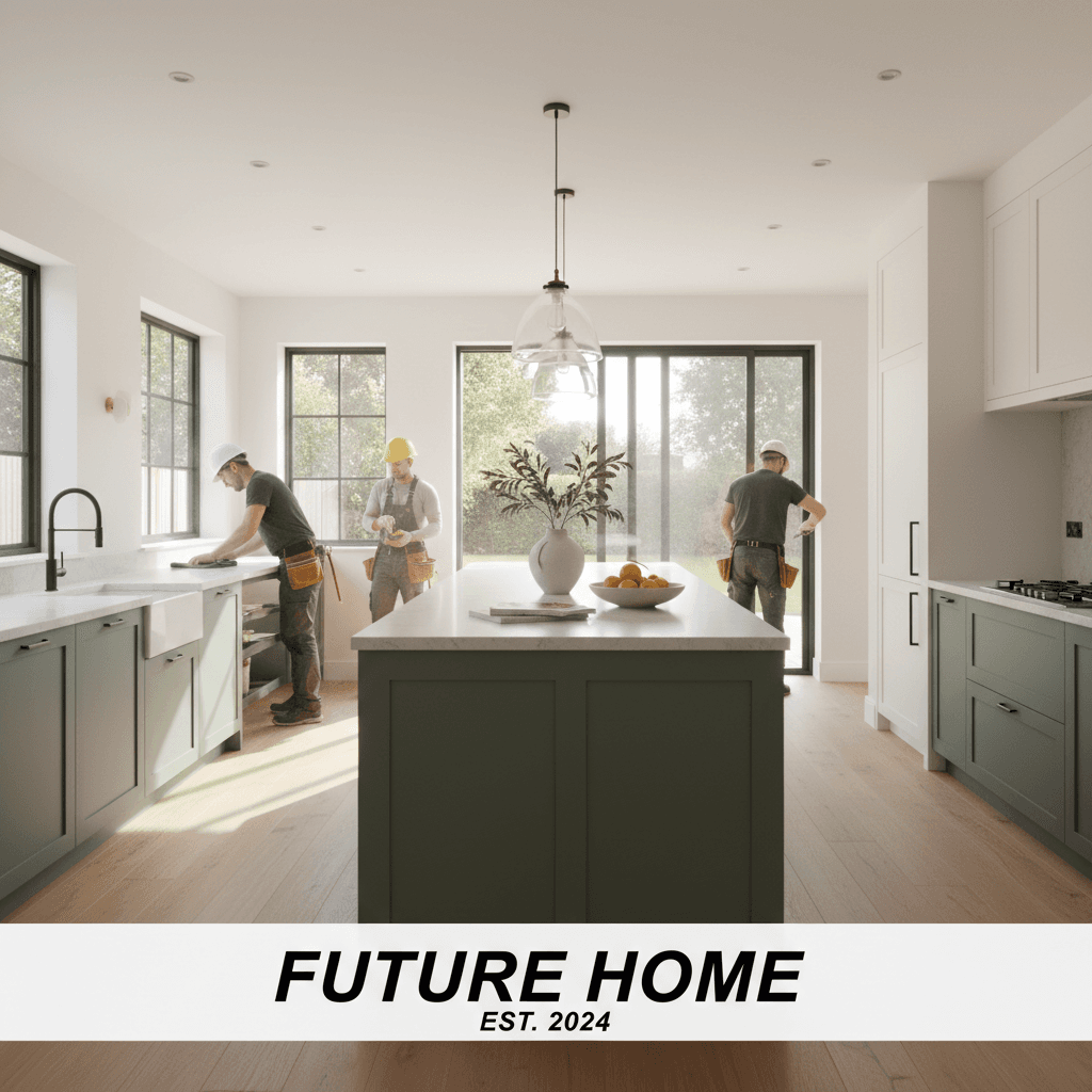Newly renovated kitchen with fresh natural light from new windows