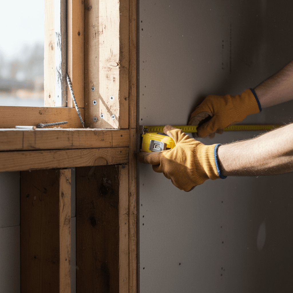 Close-up detail of interior renovation work showing craftsmanship