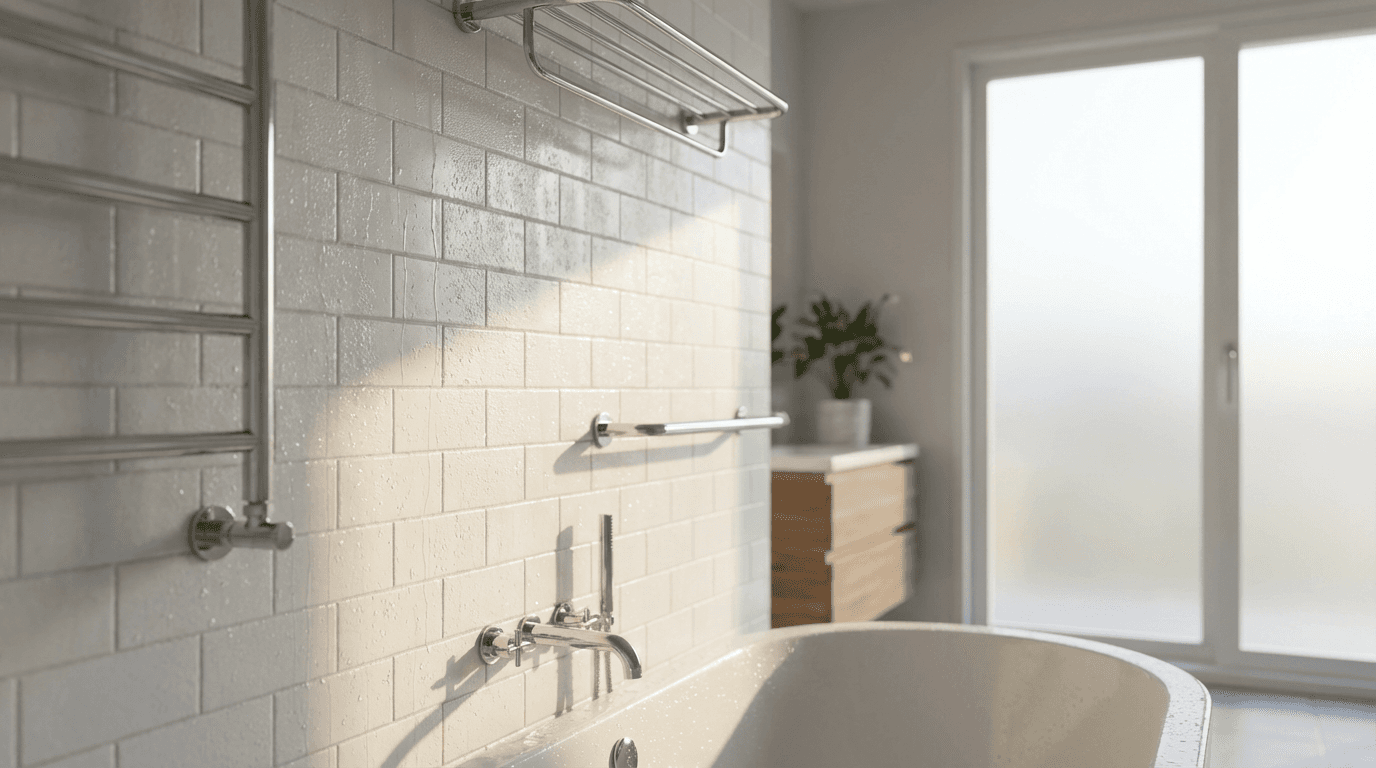 Renovated bathroom with updated fixtures and tile work