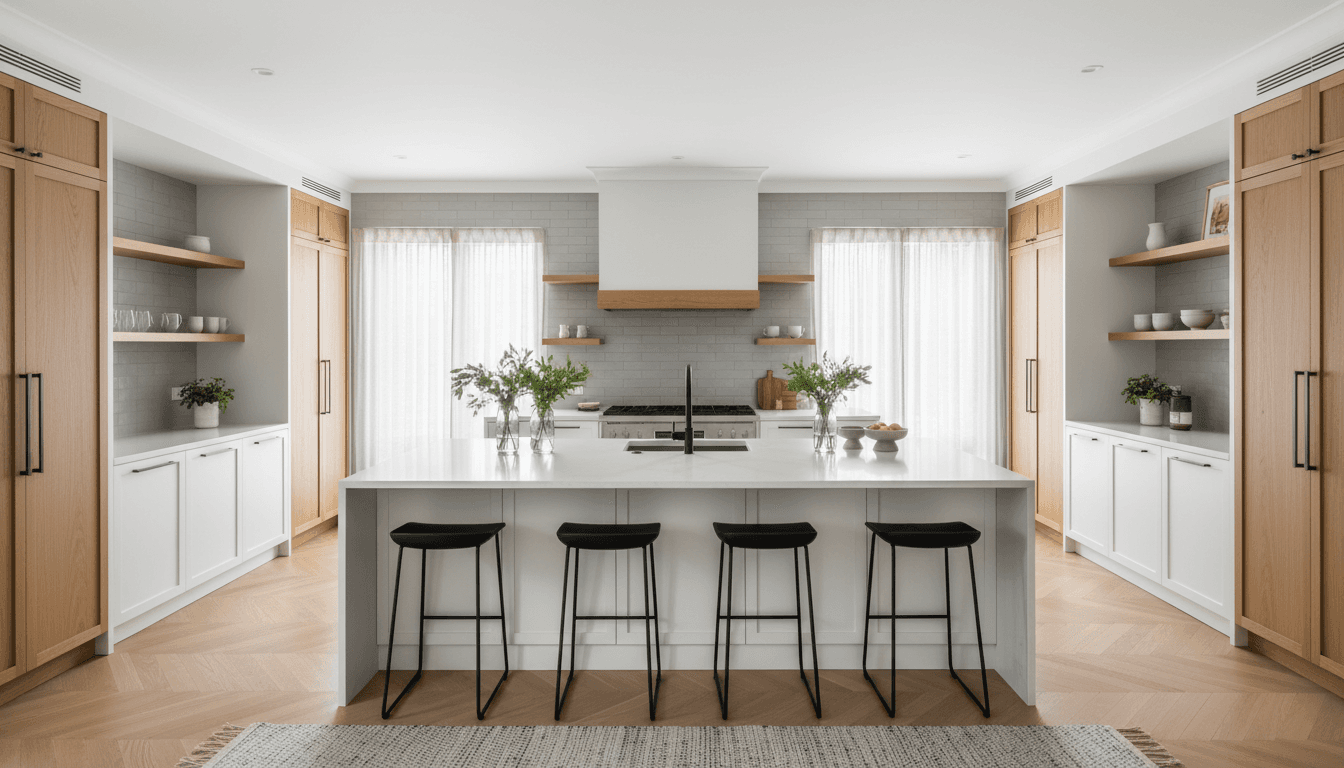 Completed kitchen remodel with custom cabinetry and new appliances